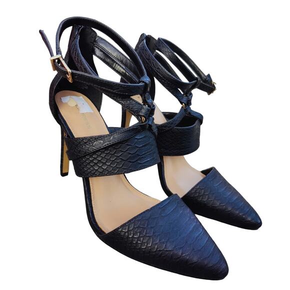 Black express Strappy Ankle wrap heels sz 8 - Picture 1 of 7